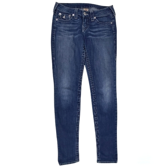 True religion Skinny Jeans Low Rise Flap Pocket Denim Medium Wash, Size 27 - Picture 3 of 16
